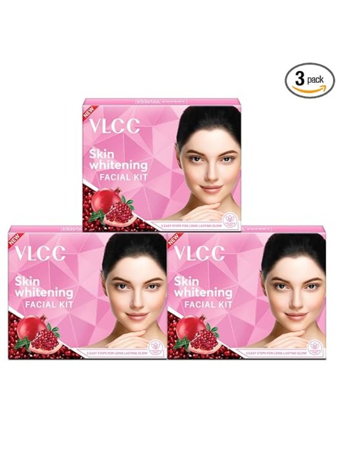 VLCC Skin Whitening Facial Kit - 25g X 3 (75g) (Pack of 3) | Pore Minimizing, Exfoliating and Brightening Skin | Helps Brighten Skin Tone | Even Complexion With Comfrey & Turmeric. - Image 1